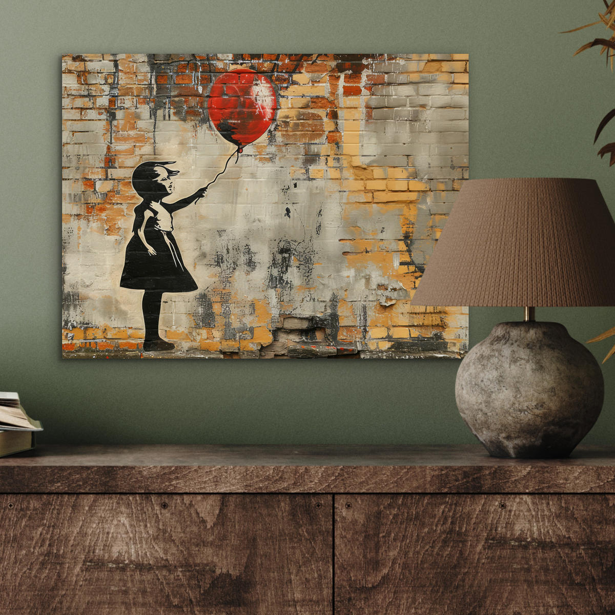 KOVOVÝ OBRAZ Graffiti - Banksy - Dievča - Street art 40x30 cm - piesková, kov (40/30cm) - MuchoWow