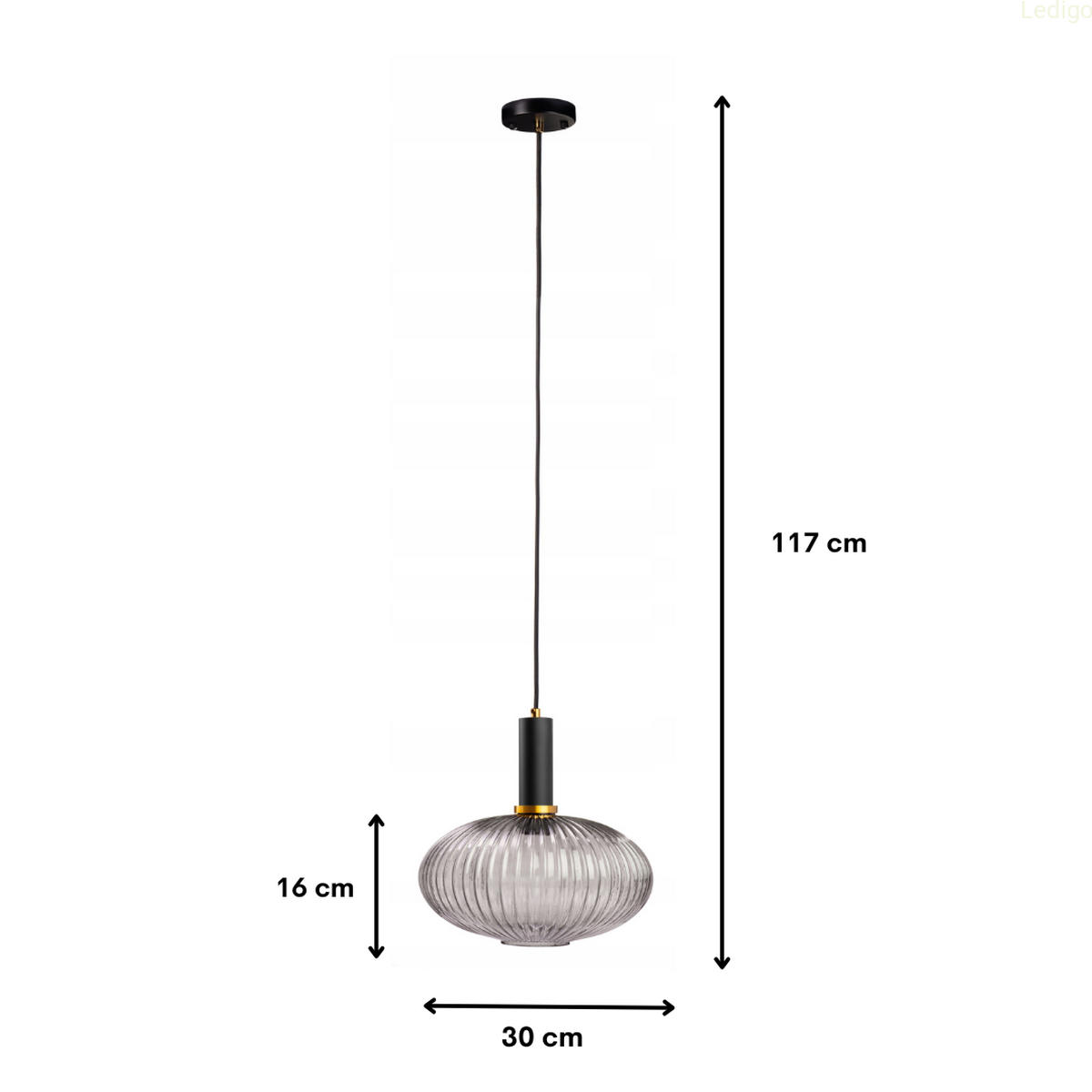 PENDELLEUCHTE Paris - Anthrazit/Goldfarben, Glas/Metall (30/30/117cm) - kiki design