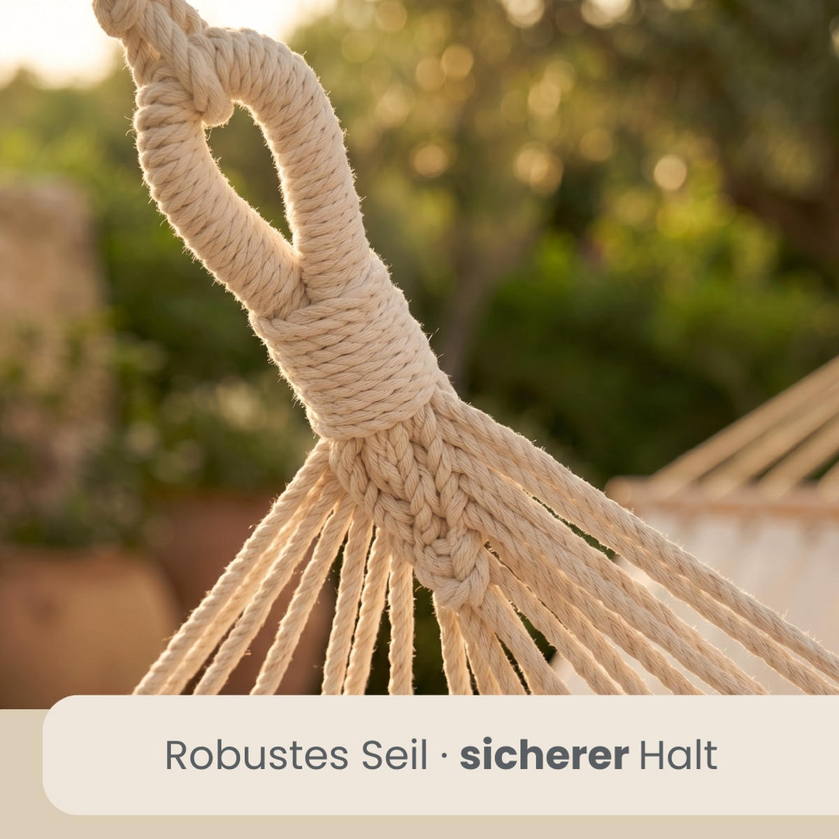 XXL-HÄNGEMATTE für 2 Personen bis 150kg, 200/120 cm, Beige - Beige, Textil (120/2.5/200cm) - Amanka