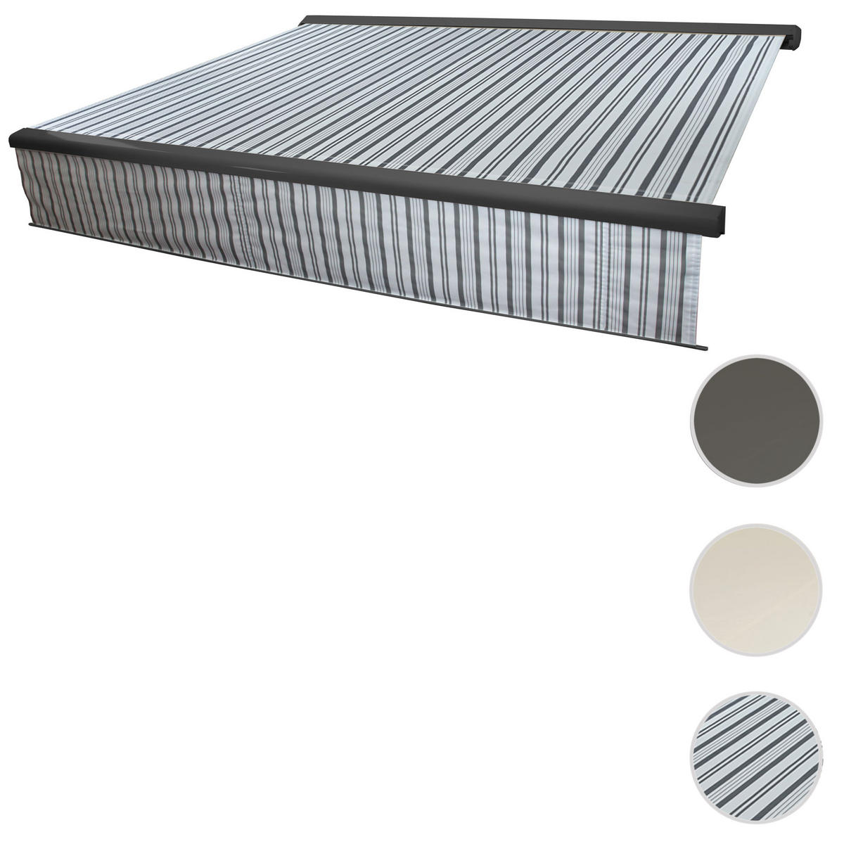 KASSETTEN-MARKISE VOLANT AUSFAHRBAR Grau, Weiß, Anthrazit - Anthrazit/Weiß, Textil (500/15/300cm) - MCW