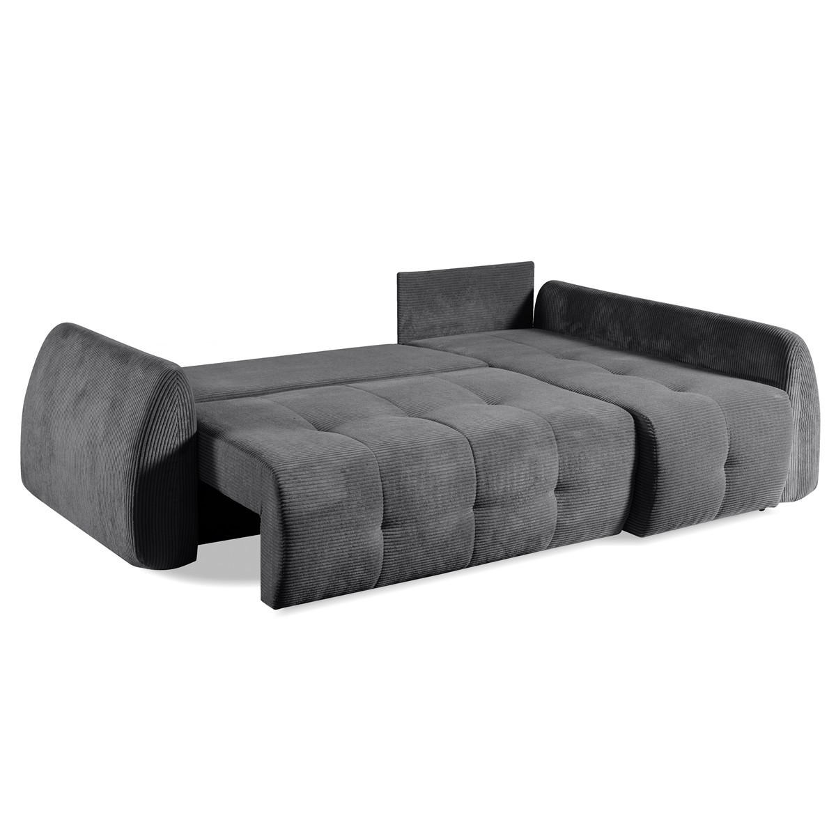 ECKSOFA Luna Dunkelgrau, mit Schlaffunktion - Dunkelgrau, Holzwerkstoff/Textil (252/155cm) - Bettso