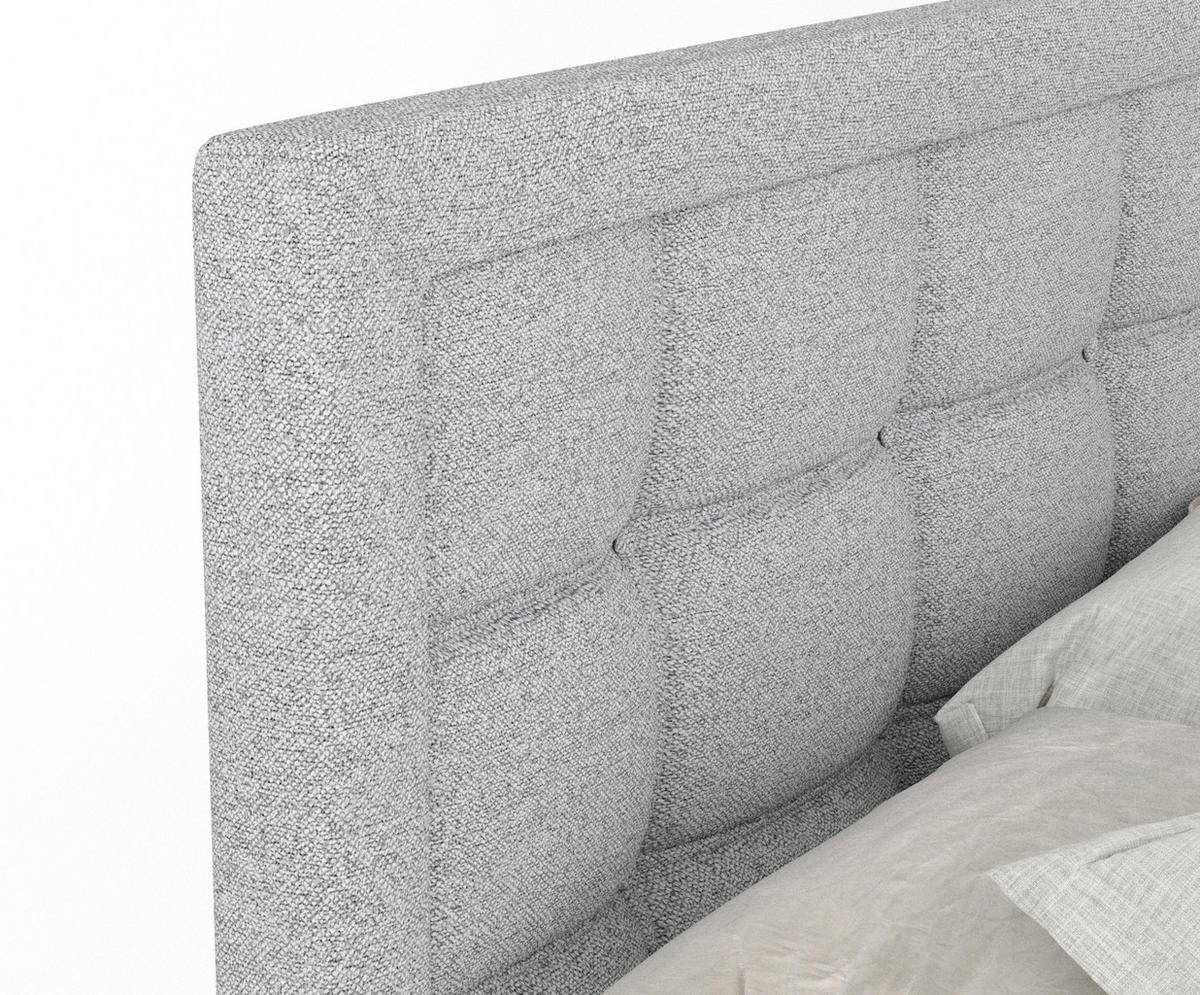 BOXSPRINGBETT Ambrosia Hellgrau 180/200 cm - Hellgrau/Schwarz, Holz/Holzwerkstoff (180/200cm) - Maison de Reve