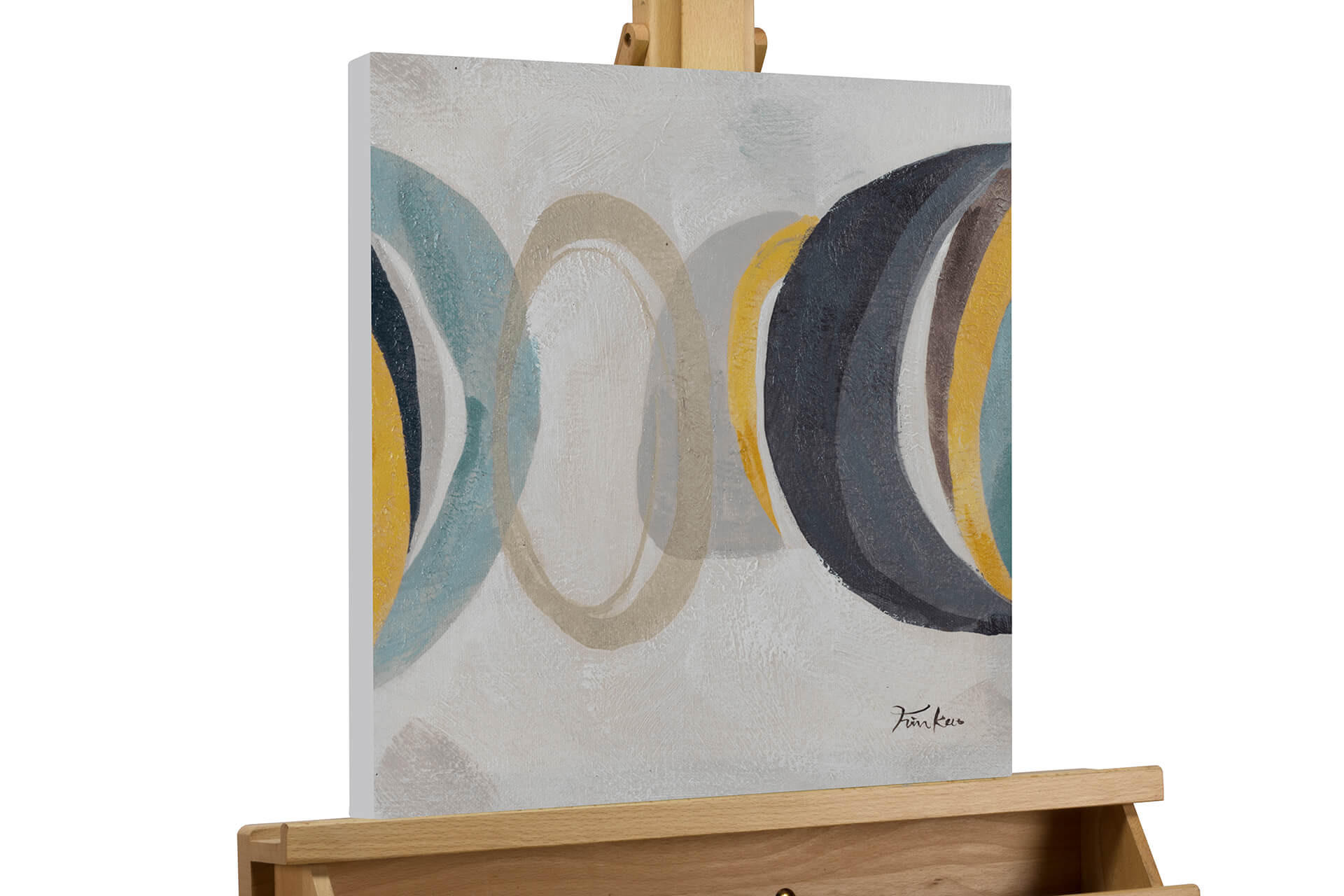 ACRYLBILD HANDGEMALT 40/40 cm - Beige/Grau, Holz/Textil (40/40cm) - KUNSTLOFT