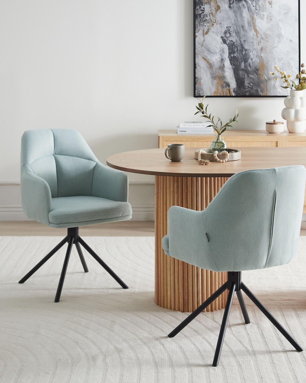 ESSZIMMERSTUHL 2er-Set Mintgrün Mira - Schwarz/Mintgrün, Textil (56/84/60cm) - Beliani