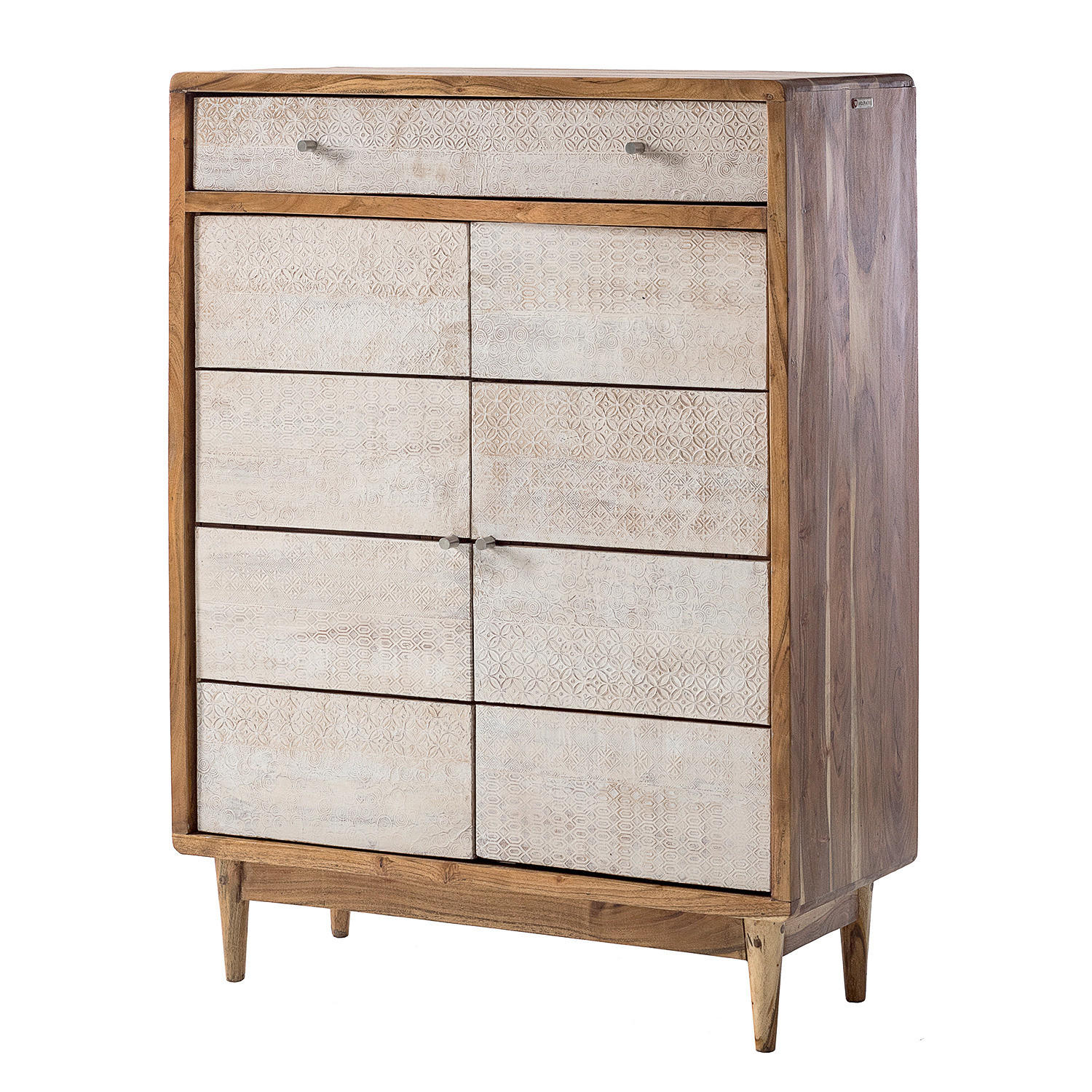 SCHUHKOMMODE - Akazie massiv - Akaziefarben, Holz (90/120/40cm) - home24