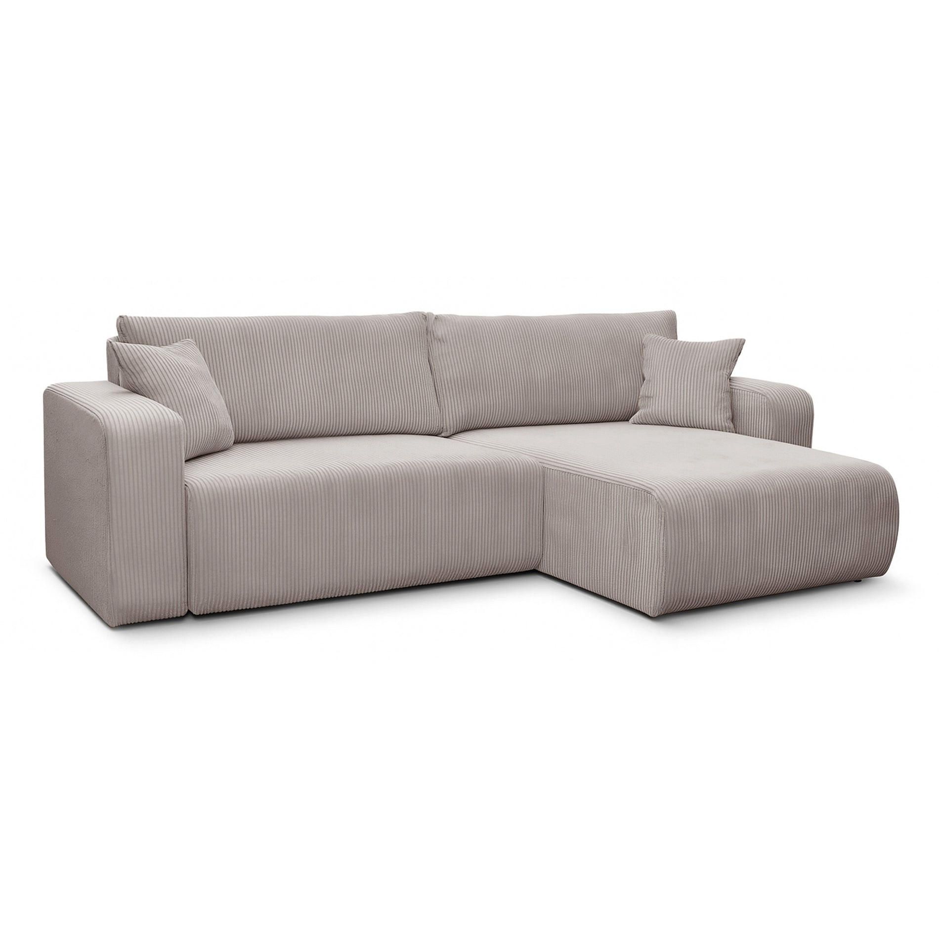 ECKSOFA mit Schlaffunktion Nellio L-Form universal mit Bettkasten Beige Cord - Beige/Schwarz, Kunststoff/Textil (245/145cm) - Homebook
