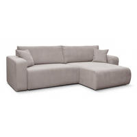 ECKSOFA mit Schlaffunktion Nellio L-Form universal mit Bettkasten Beige Cord - Beige/Schwarz, Kunststoff/Textil (245/145cm) - Homebook