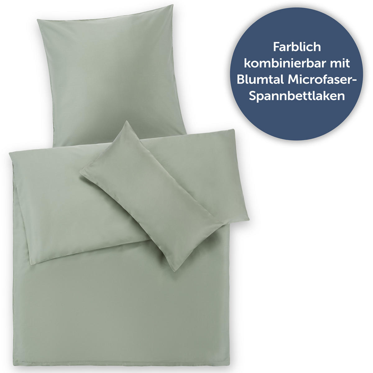 BETTWÄSCHE 3-teilig, 155/220 cm & 2x 40/80 cm, Grün - Grün, Textil (155/220cm) - Blumtal