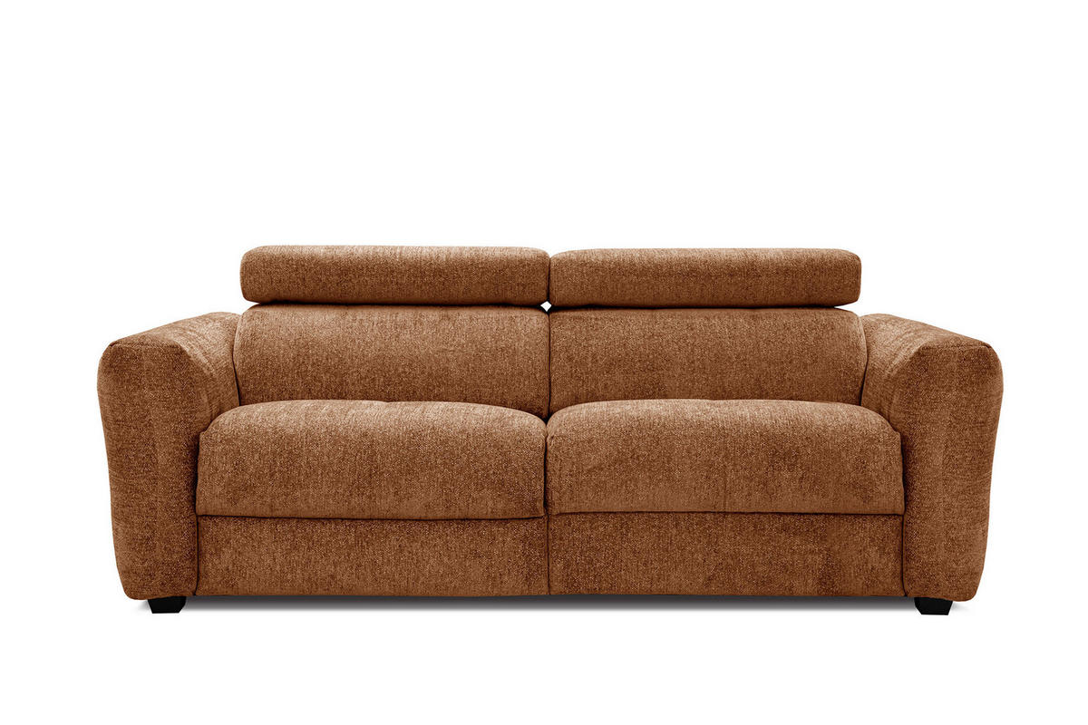 SOFA CALVERA 3-Sitzer mit 2 Relaxfunktionen, dunkelorange - Dunkelorange, Holzwerkstoff/Textil (204/79/106cm) - Courtois Laville