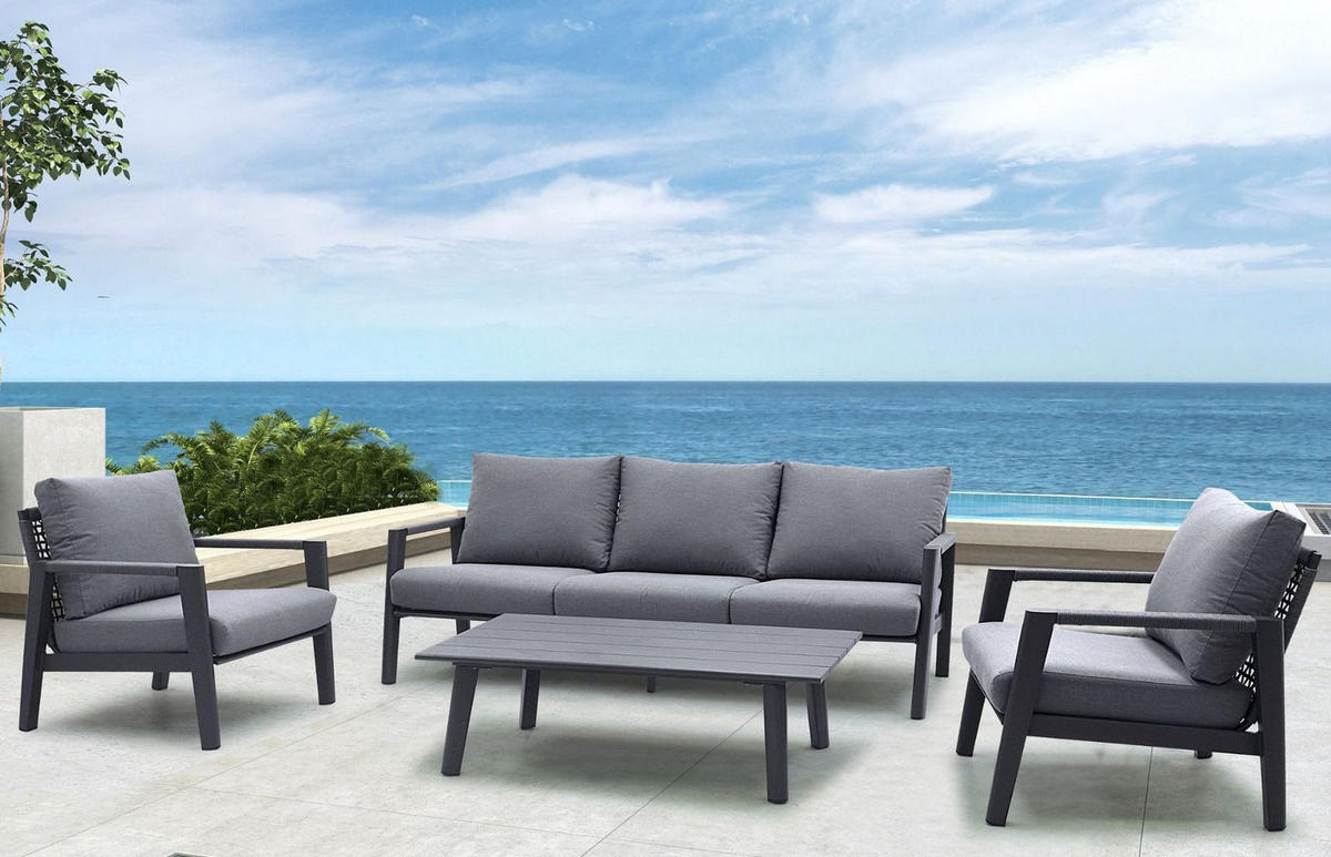 LOUNGESET Salo 4-tlg. in anthrazit - Anthrazit, Textil - Sungörl