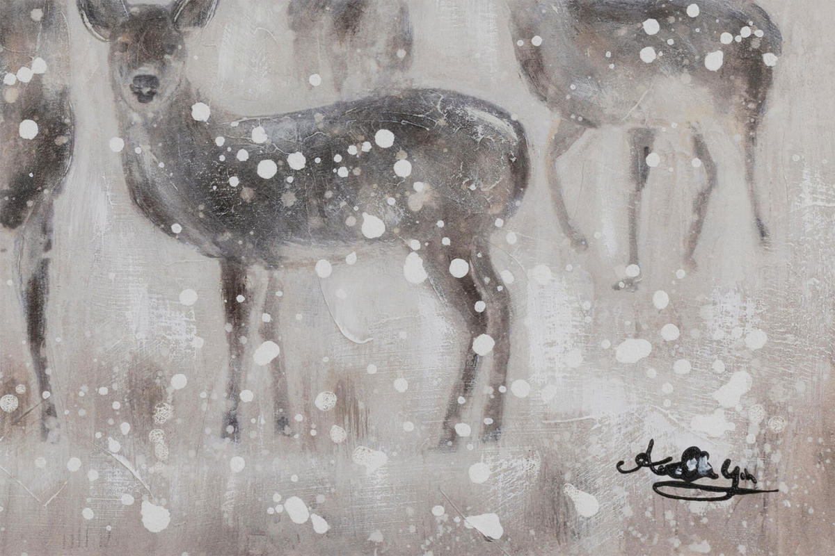 ACRYLBILD HANDGEMALT 60/60 cm - Weiß/Grau, Holz/Textil (0.7/60cm) - KUNSTLOFT
