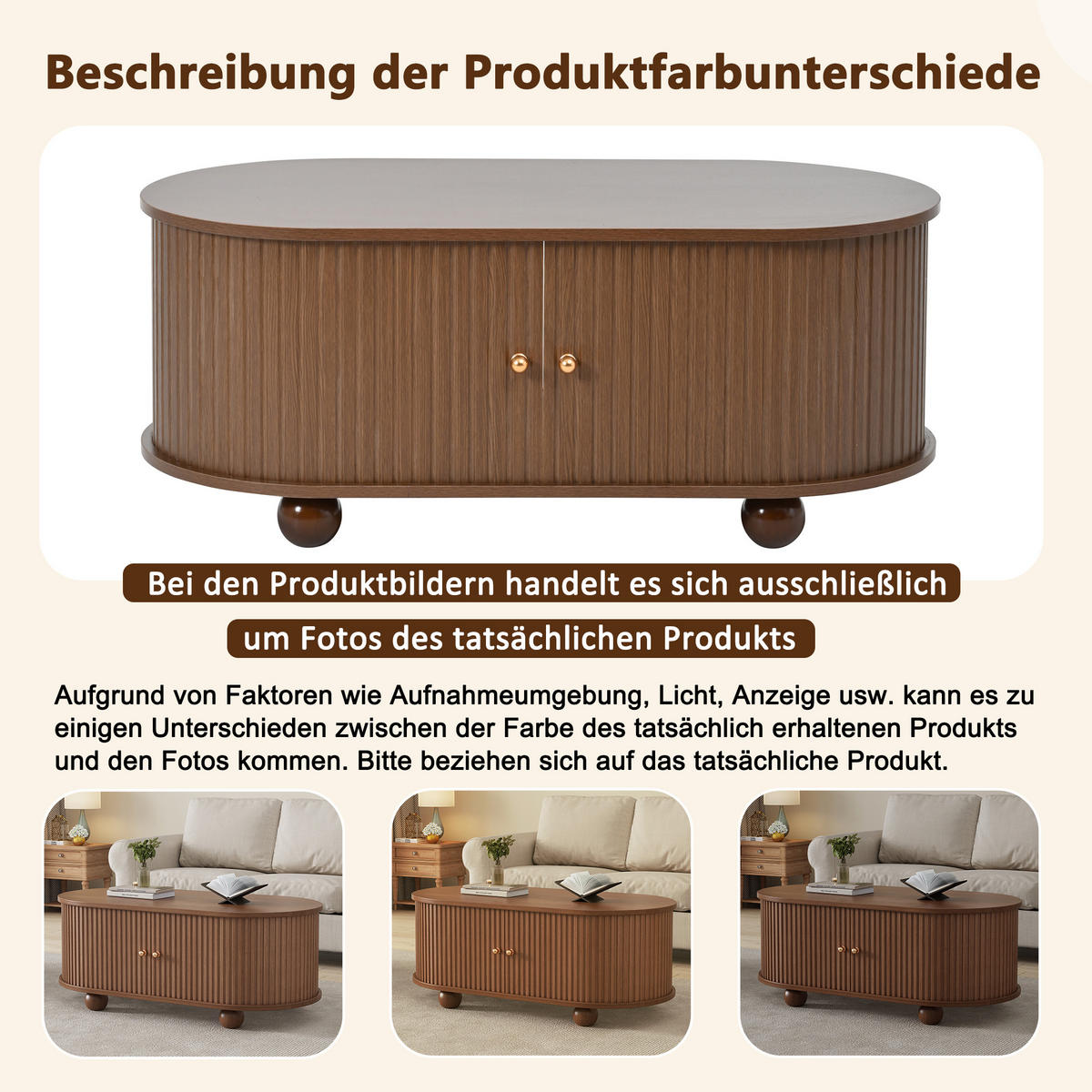 COUCHTISCH DE-172 Nussbaum mit Schiebetür Walnut-coloured - Walnussfarben, Holzwerkstoff (50/100/40cm) - ComfortXL