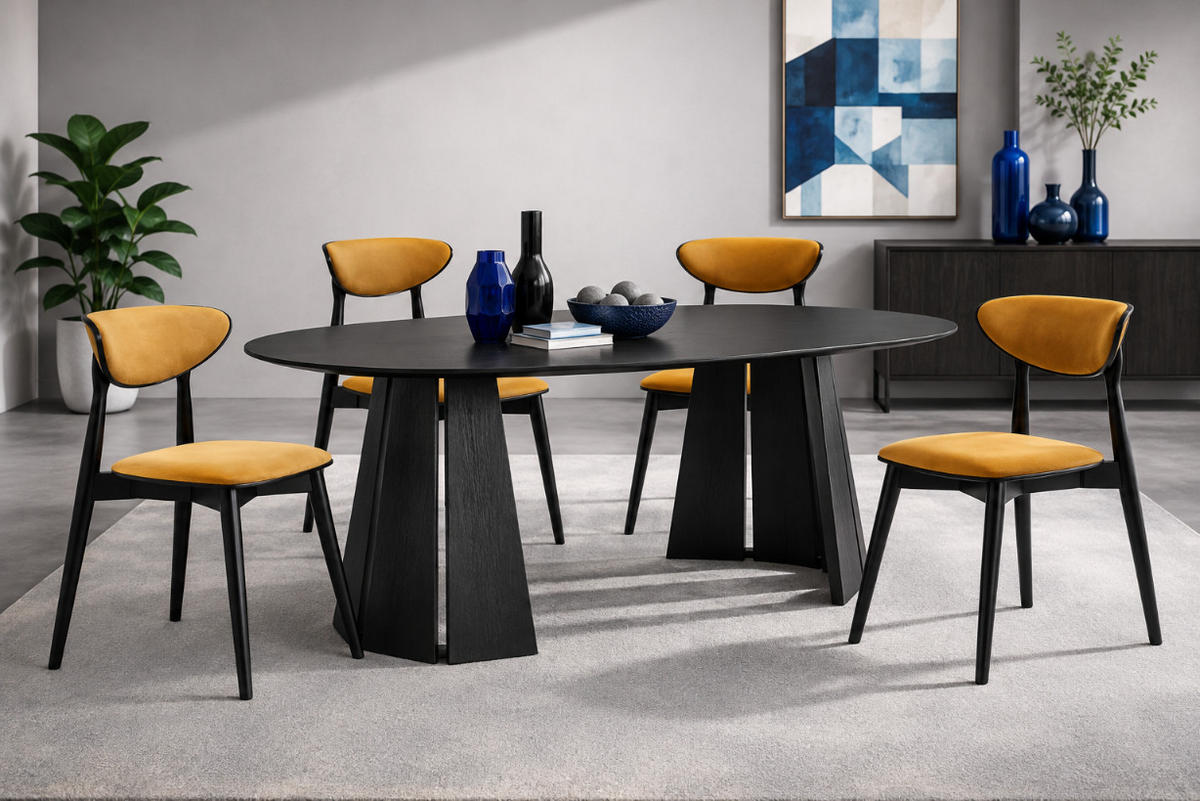 STUHL Ryga II 48 x 45 x 80 cm, mit gepolsterter Rückenlehne und Sitzfläche, gelb, schwarz - Gelb/Schwarz, Metall (48/80/45cm) - Margaret Hadas24