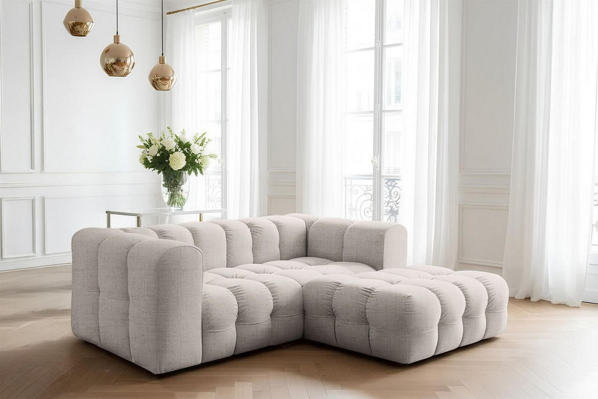 ECKSOFA Solvie Xs In Moly - Creme, Holzwerkstoff/Textil (239/193cm) - Fun Möbel