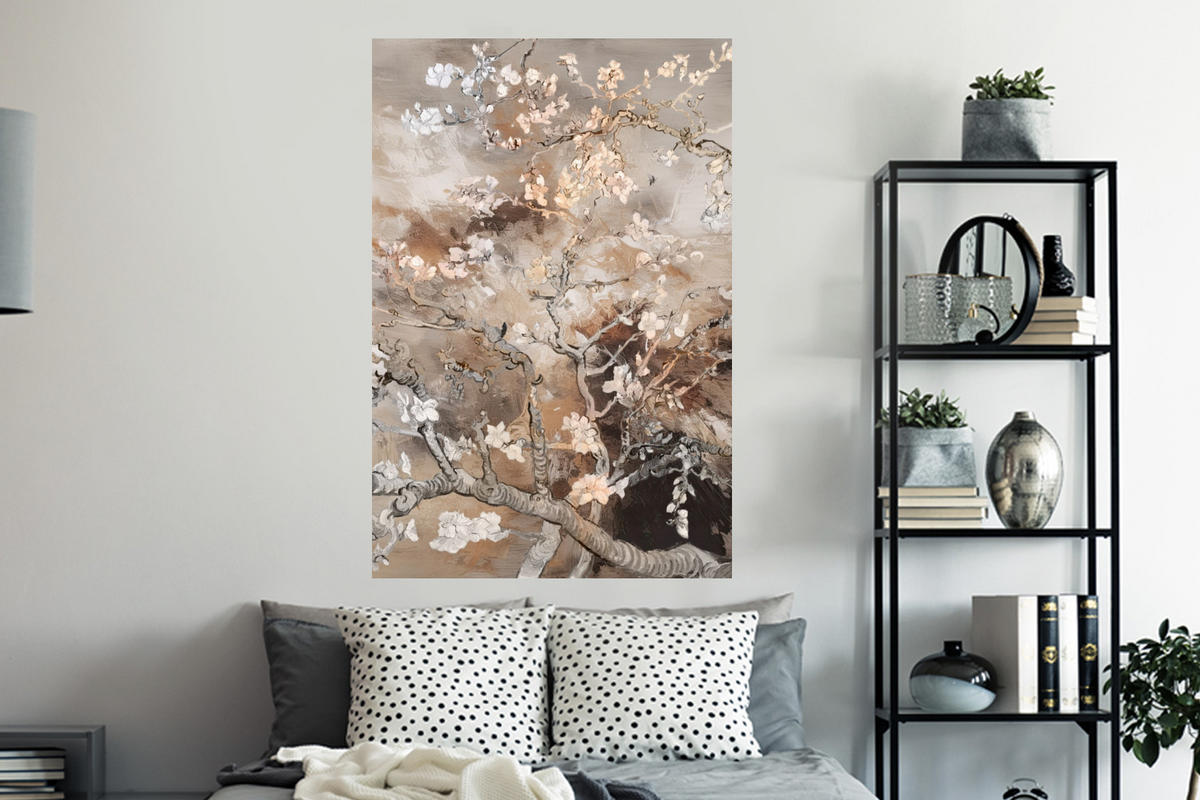 WANDTATTOO Mandelblüte - Kunst - Van Gogh - Beige - Abstrakt 80x120 cm - Braun, Kunststoff (80/120cm) - MuchoWow