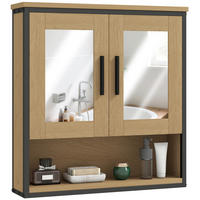 SPIEGELSCHRANK Eichenfarbe und Schwarz 56/13/60 cm - Eichefarben, Holzwerkstoff (56/60/13cm) - PANGIVO