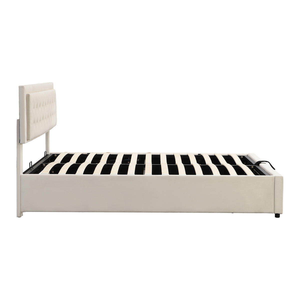 POLSTERBETT 180x200, Samt, Lattenrost, Stauraum, Beige - Beige, Textil (180/200cm)