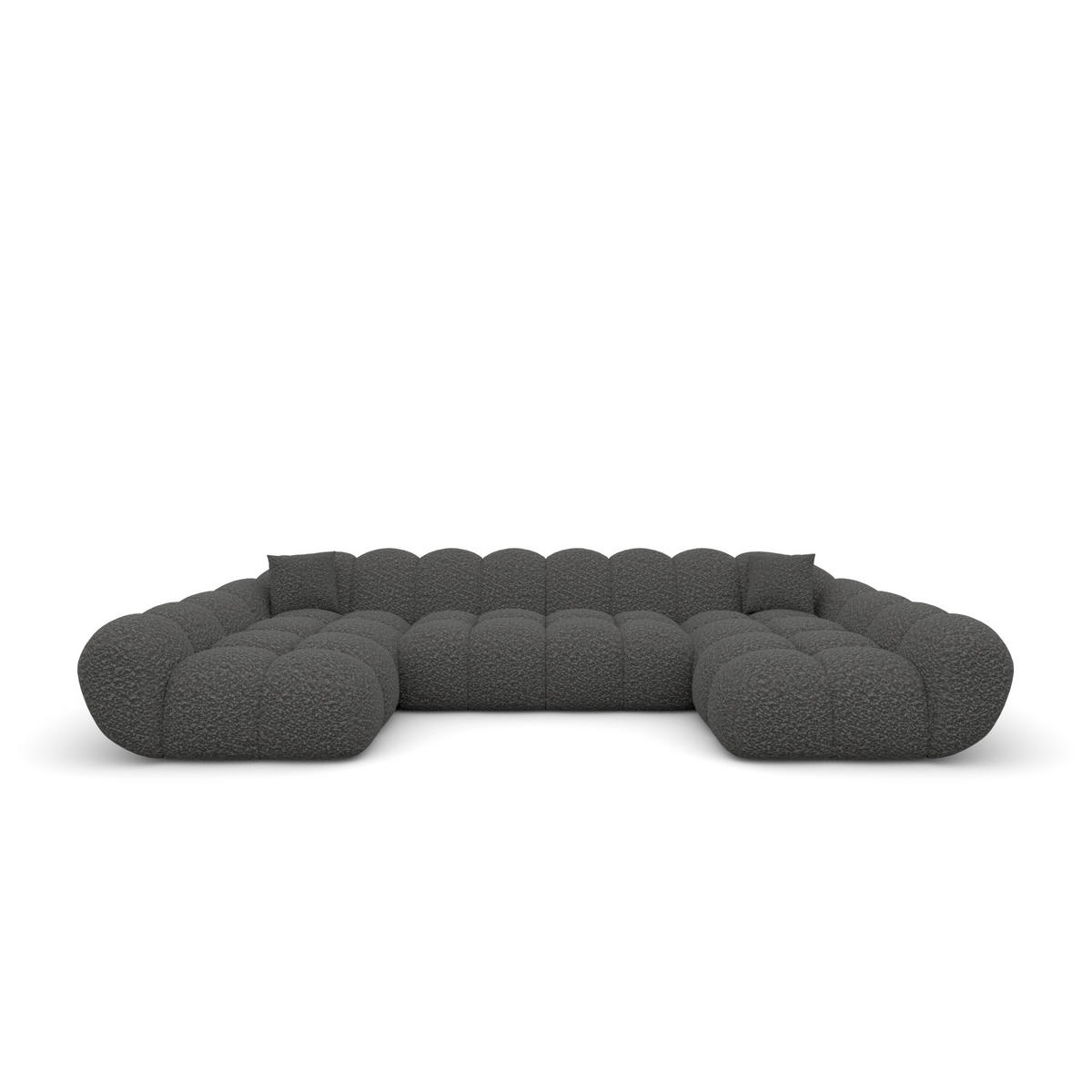 WOHNLANDSCHAFT Liva Graphit Bouclé U-Form XXL Studio - Graphitfarben, Textil (330/70/160cm) - VAROYAL