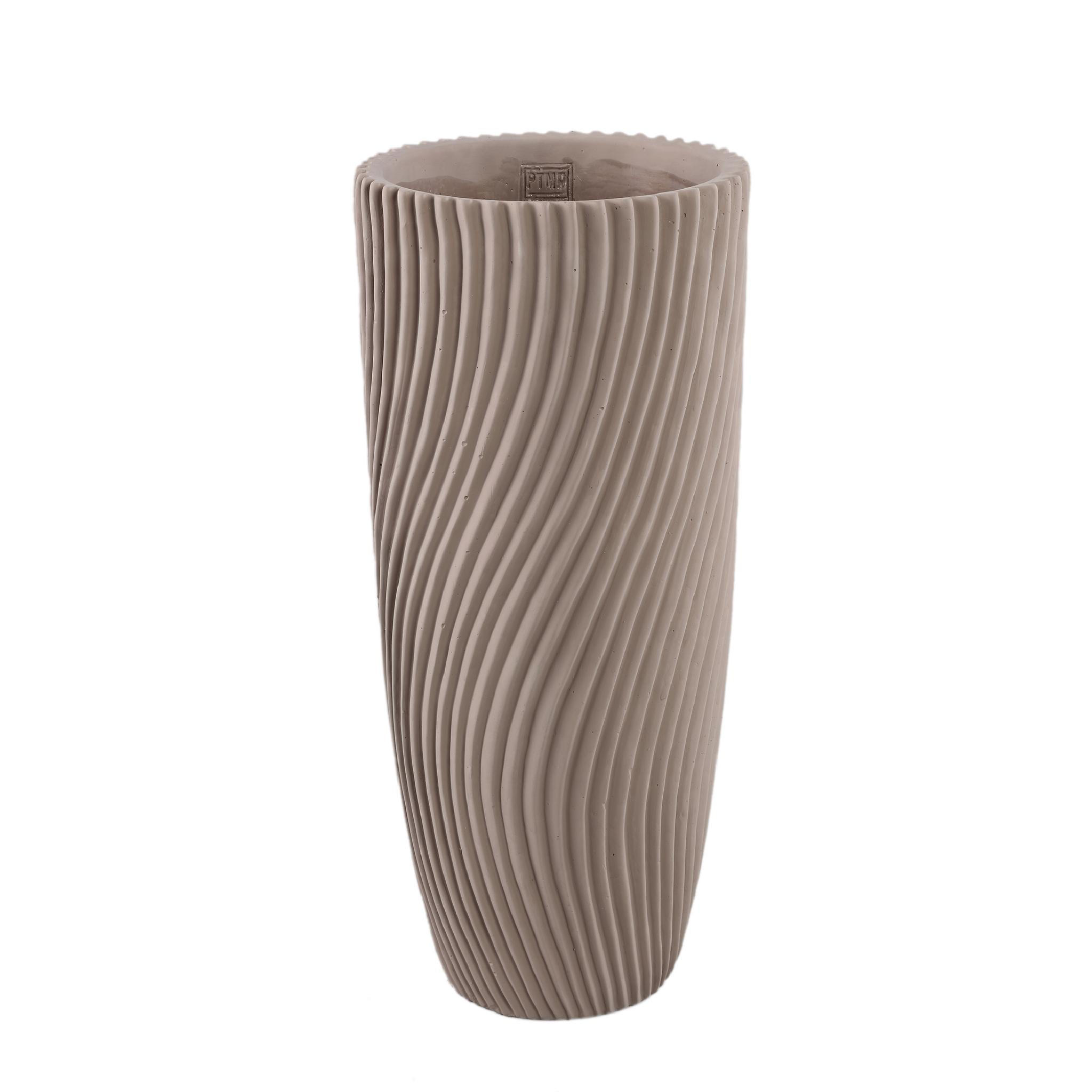 VASE Lianna Beige 22/22/50cm - Beige, Stein (50cm) - PTMD Collection
