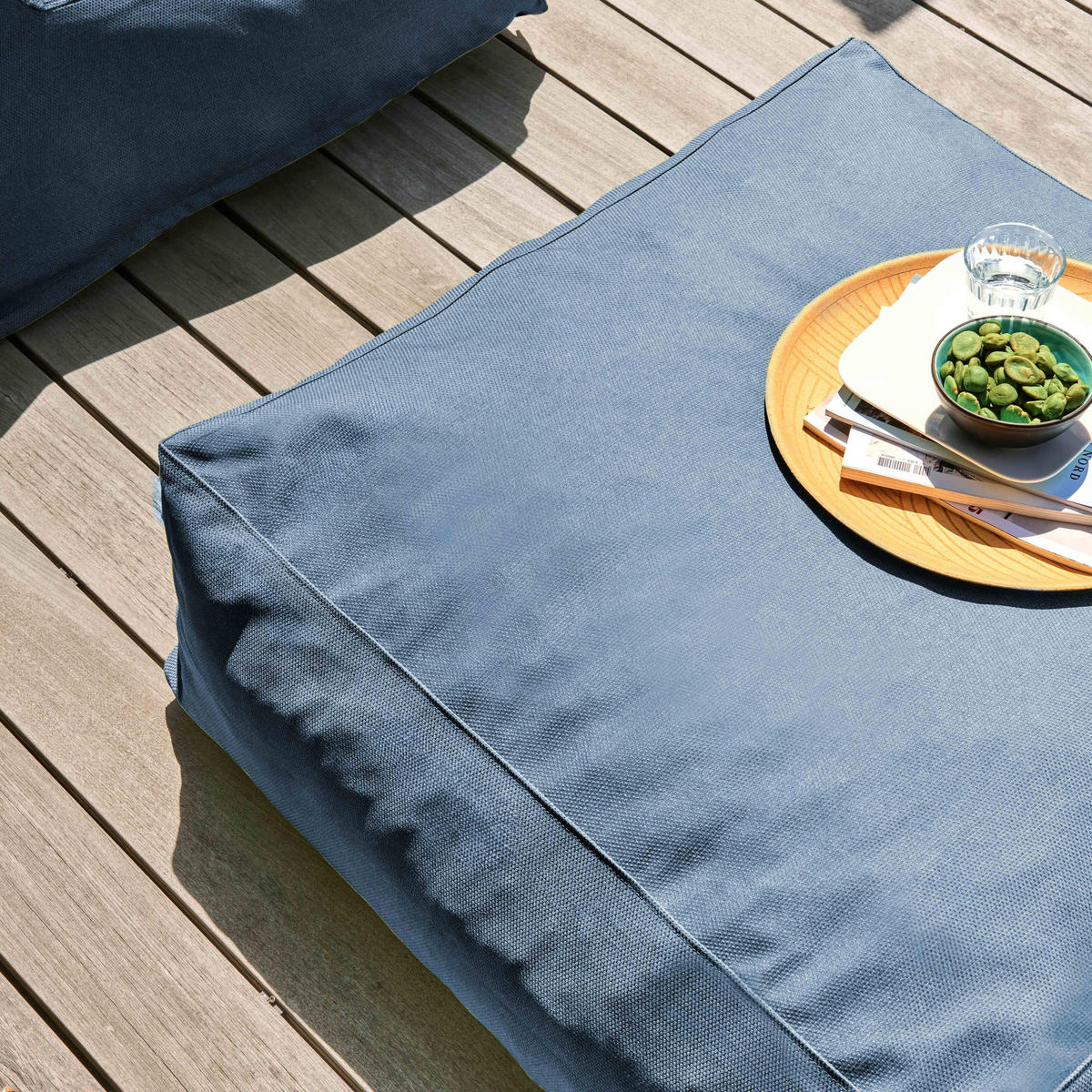 GARTENSOFA mit 5 Sitzplätzen, Pazifikblau - Blau, Textil - Oviala