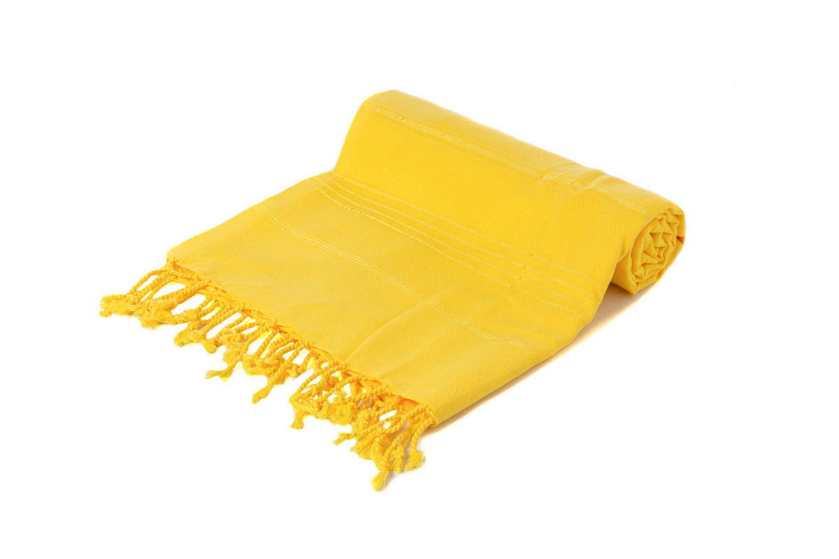 UNIFARBE Gelb Strandtuch Hamamtuch Saunatuch für Babys geeignet 100%Baumwolle - Gelb, Textil (100/180cm) - Villa Möbel