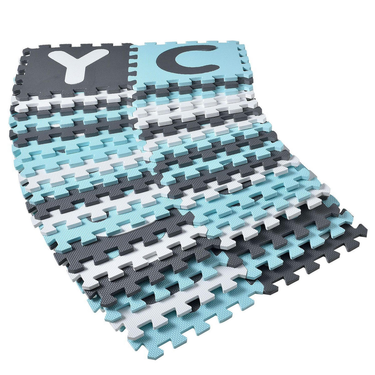 KINDER PUZZLEMATTE Noah (36 Teile) - Blau, Kunststoff (189/1/189cm) - Juskys