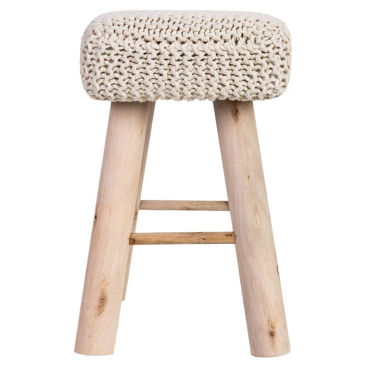 HOCKER aus Holz und Baumwolle, weiß, 26x39x44cm - Weiß, Holz (26/44/39cm) - Wanderlust