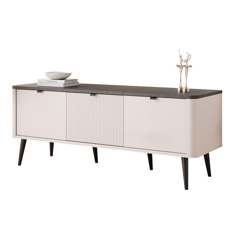 TV-LOWBOARD NAVANI stehend, 130 cm Kaschmir/Grau - Schwarz/Grau, Holzwerkstoff/Metall (130/52/40cm) - Idohome