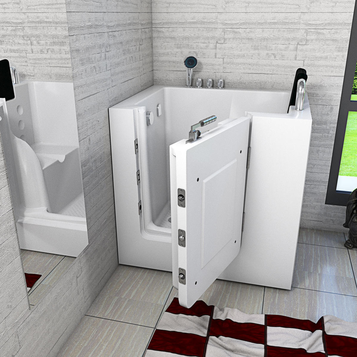 SENIOREN Sitzwanne mit Tür S02-TH-A-R - Weiß, Glas/Kunststoff (100/113/78cm) - AcquaVapore by Sandra Jentho