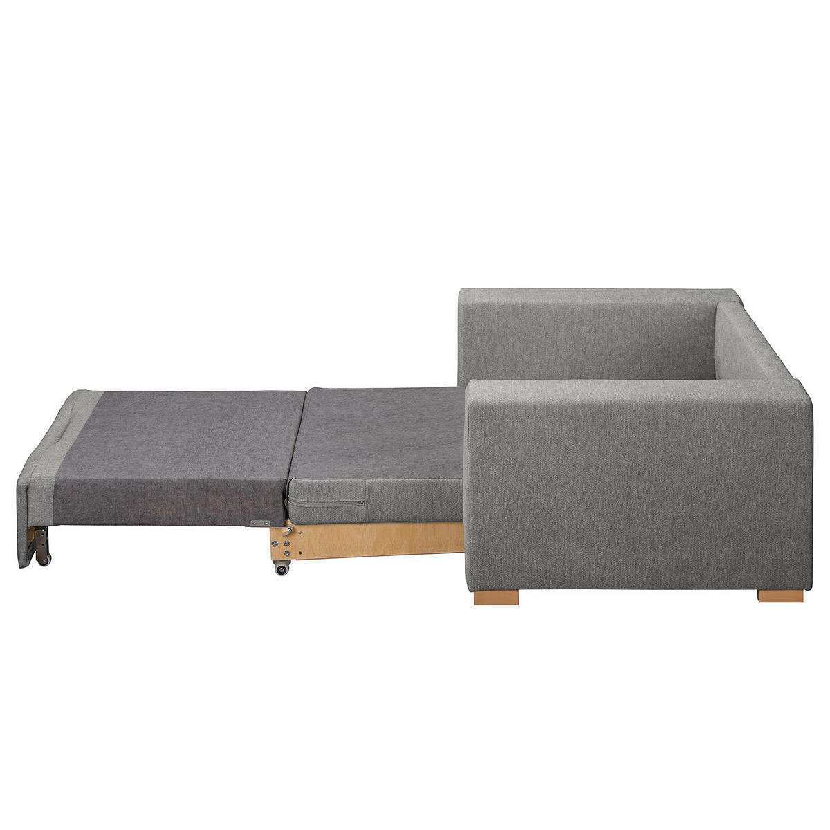 SCHLAFSESSEL - Buchefarben/Grau, Buchenholz/Textil (110/90/90cm) - home24