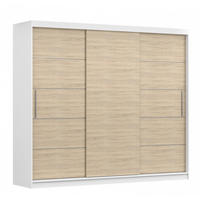 SCHWEBETÜRENSCHRANK ALBA ohne Spiegel Weiß, Sonoma Eiche, ohne LED Beleuchtung 250 cm - Weiß/Sonoma Eiche, Holz (250/218/61cm) - imoebel24