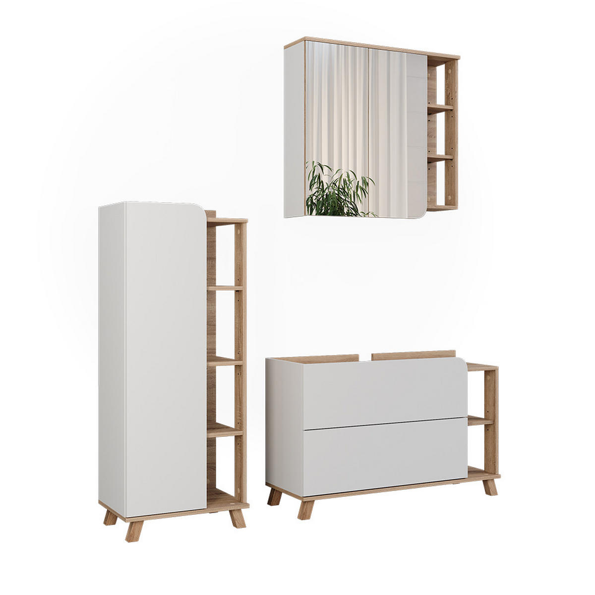 KOUPELNOVÝ NÁBYTEK Karen Sonoma/bílá - bílá/Sonoma dub, kompozitní dřevo (100/65/35cm) - Vicco