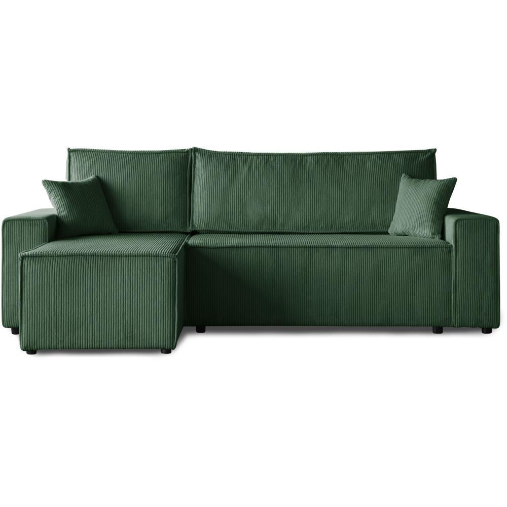 ECKSCHLAFSOFA mit Schlaffunktion Hektor dunkelgrün - Dunkelgrün/Schwarz, Kunststoff/Textil (247/152cm) - Beautysofa