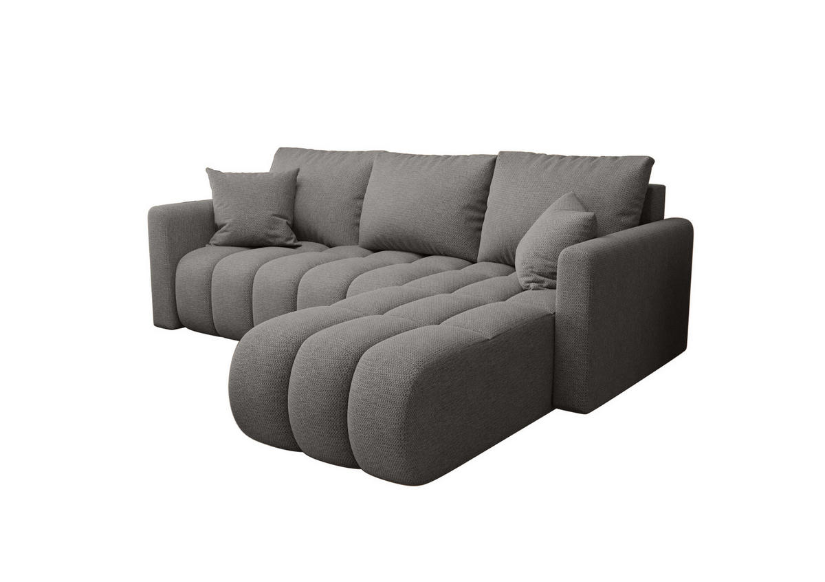 ECKSOFA GARDA rechts hellgrau Strickstoff Aragon 83 - Schlaffunktion, Bettkasten - Hellgrau, Textil (230/149cm) - Cornero
