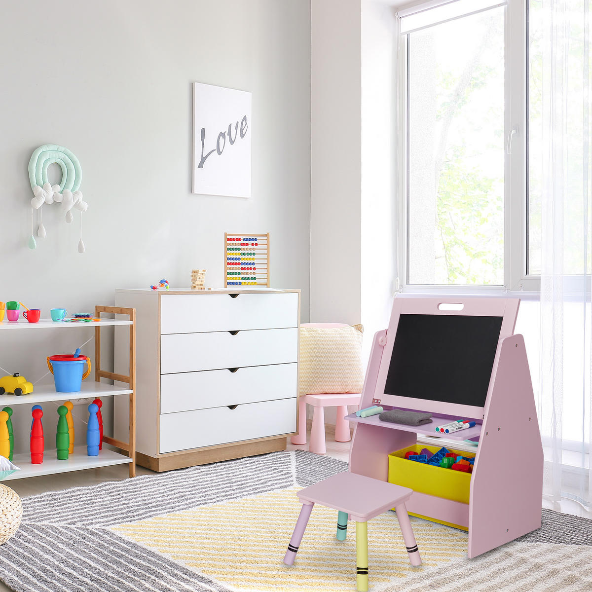 KINDERREGAL - Rosa, Holz/Holzwerkstoff (52/84/45cm) - Relaxdays