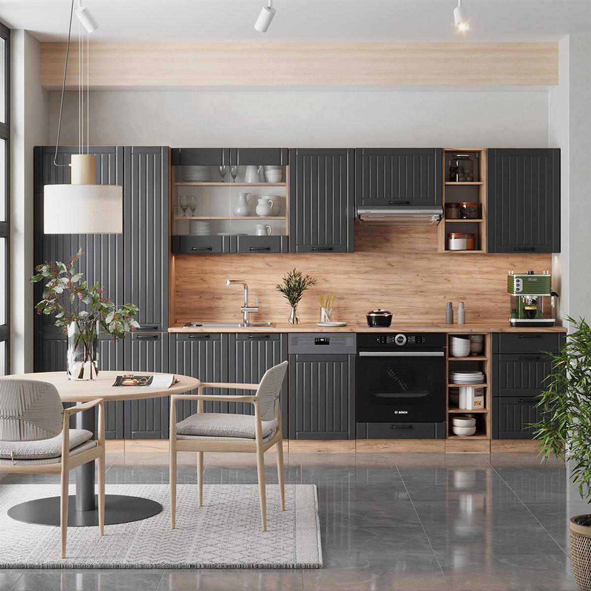 KUCHYŇSKÝ KOUT Fame-Line Tmavě šedá - tmavě šedá, kompozitní dřevo (355/81.6/60cm) - Vicco