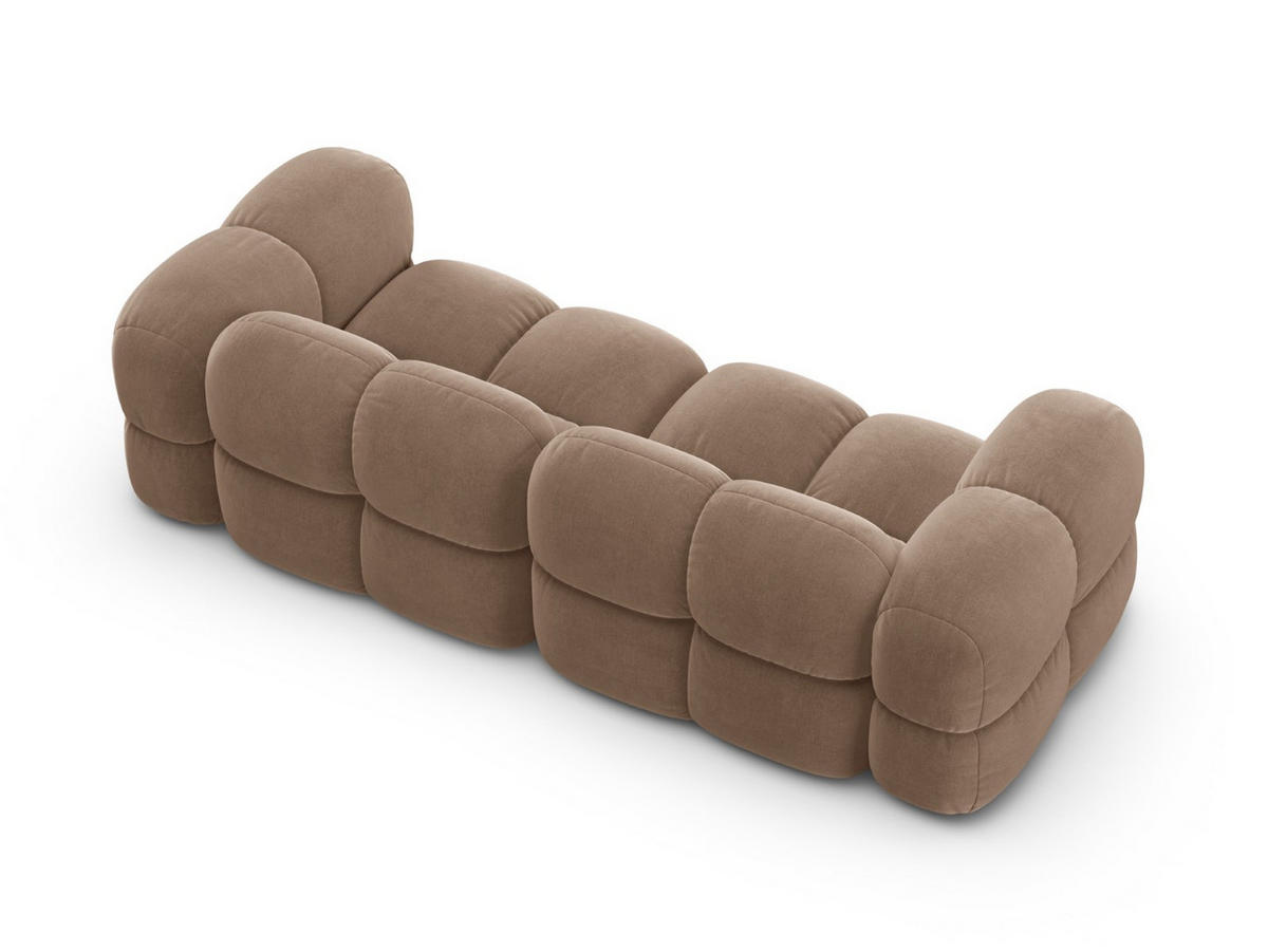 SOFA Loretto aus Samt dunkelbeige 4 Sitzplätze - Mokka, Textil (100/68/250cm) - Cosmopolitan Design