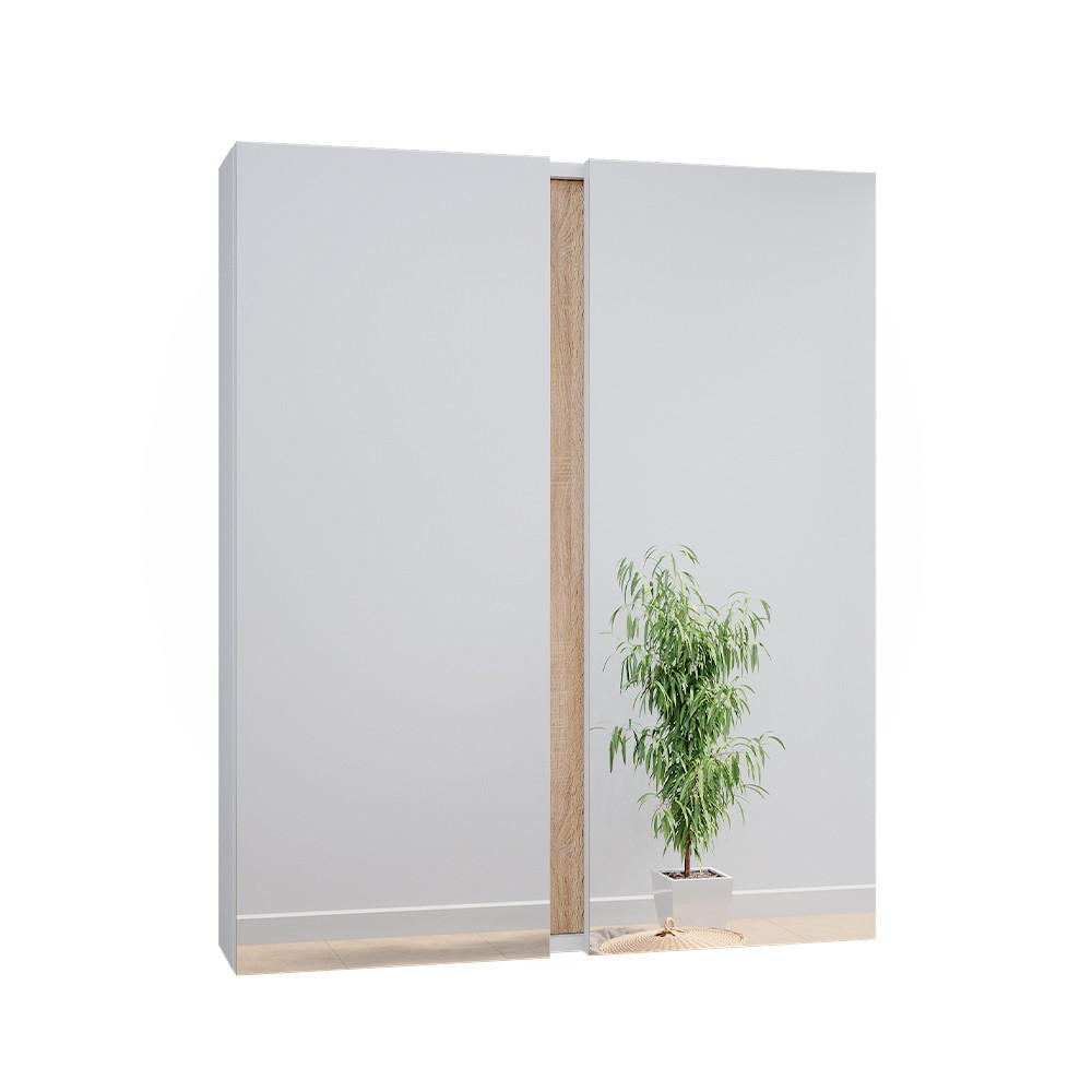 BADSPIEGELSCHRANK Gloria Weiß 70.4 x 84 cm mit 2 Türen - Weiß/Sonoma Eiche, Holzwerkstoff (70.4/84/15.9cm) - Vicco