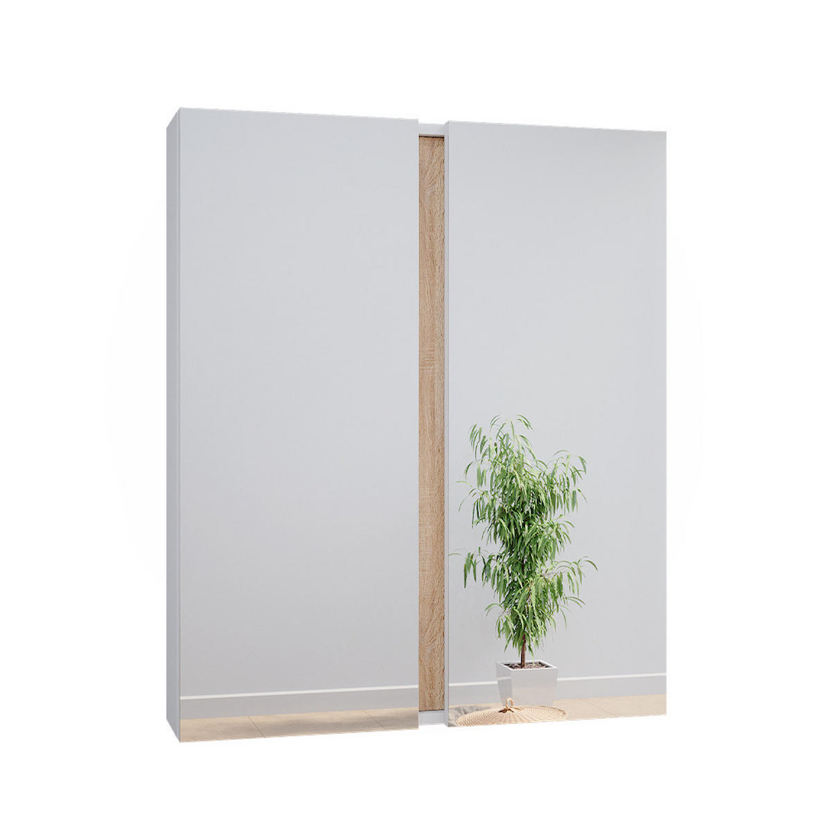 BADSPIEGELSCHRANK Gloria Weiß 70.4 x 84 cm mit 2 Türen - Weiß/Sonoma Eiche, Holzwerkstoff (70.4/84/15.9cm) - Vicco