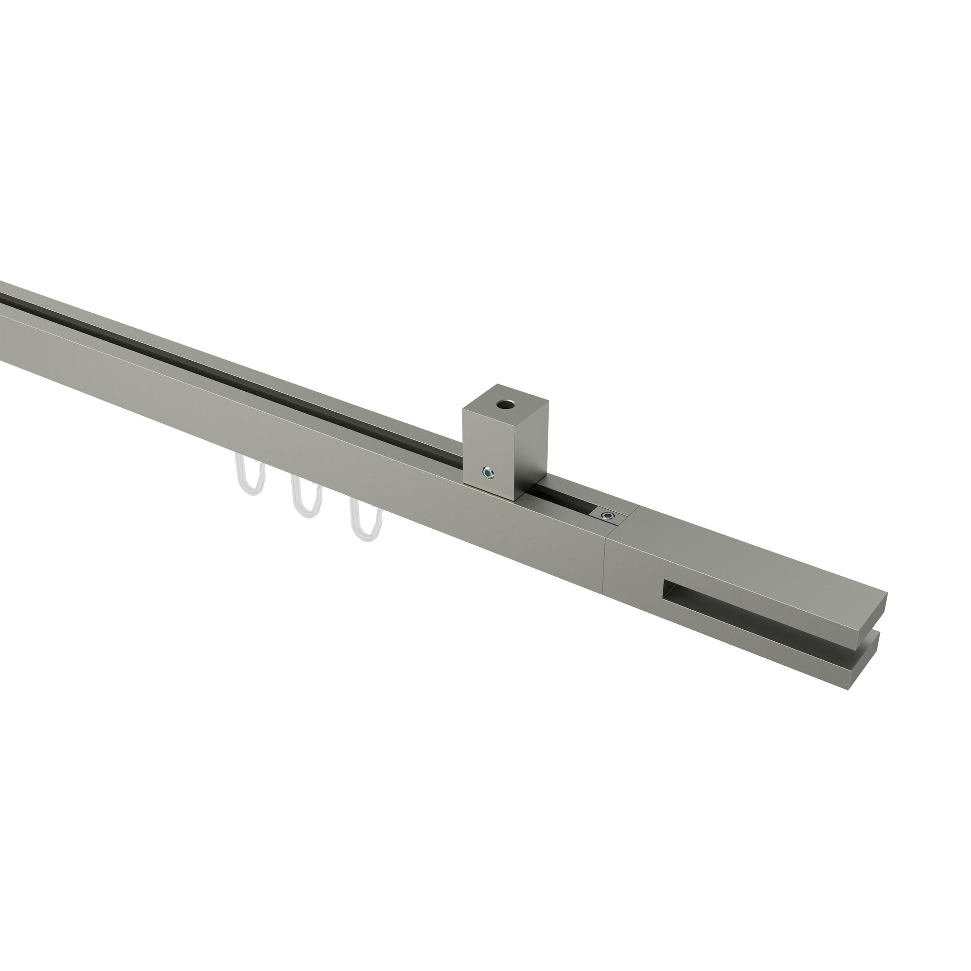 GARDINENSTANGE INNENLAUF Quadline Diapo 160 cm, 1-läufig, 20x20 mm Satin-Silber - Silberfarben, Metall (160cm) - INTERDECO