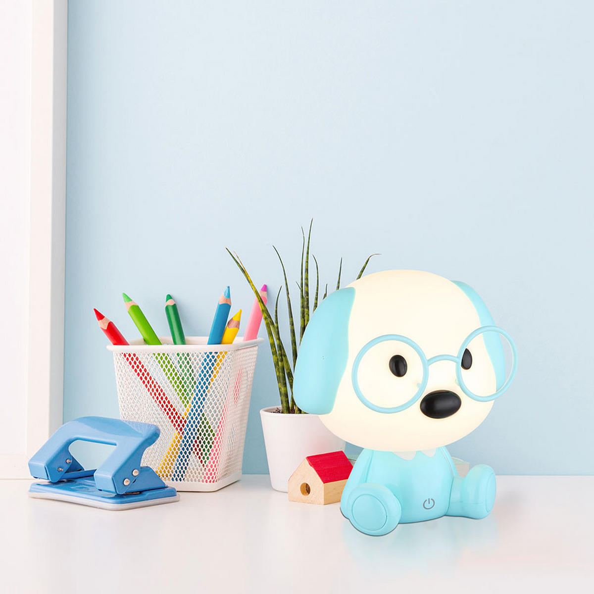 LED TISCHLEUCHTE Puppy Blau - Blau, Kunststoff (18/15/20cm) - Globo Lighting