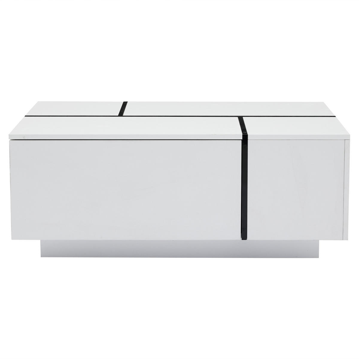 COUCHTISCH aus Spanplatte, Weiß/Schwarz, Hochglanz-Tischplatte, 4 Schubladen, 30 kg Traglast, 100/60/40 cm,Weiß - Weiß, Holzwerkstoff (100/60/40cm) - Redom
