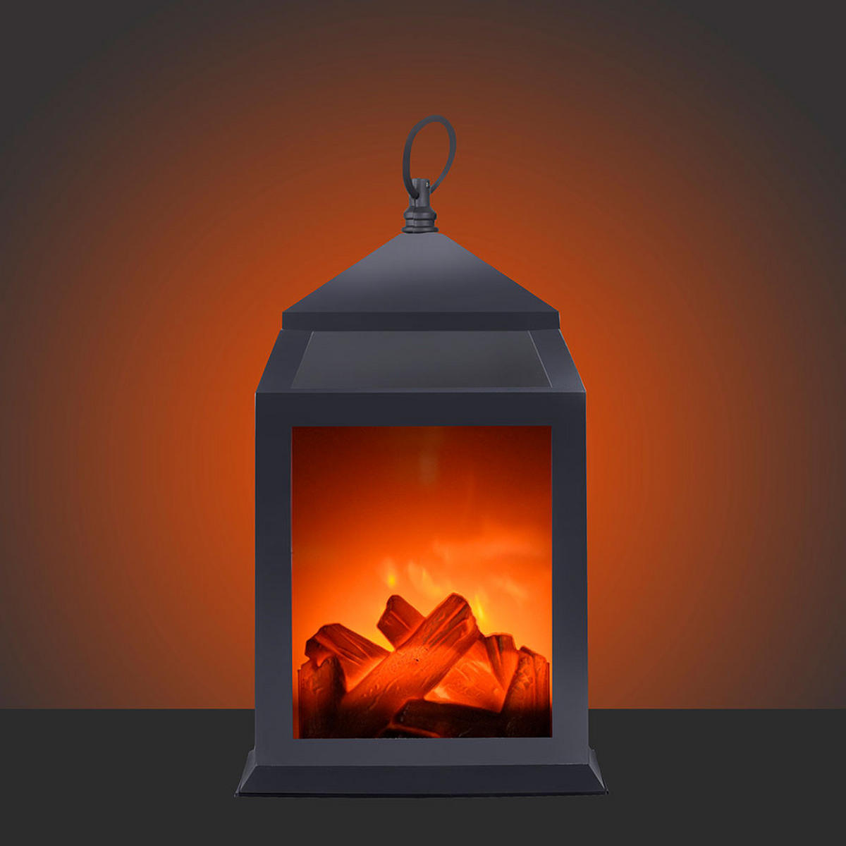 LED TISCHLEUCHTE Kamin Schwarz Kunststoff - Schwarz, Kunststoff (15.8/13.8/30cm)