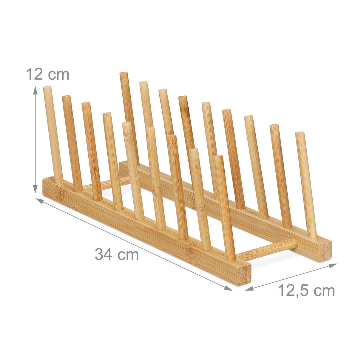 TELLERSTÄNDER Bambus - Hellbraun, Holz (12.5/12/34cm) - Relaxdays