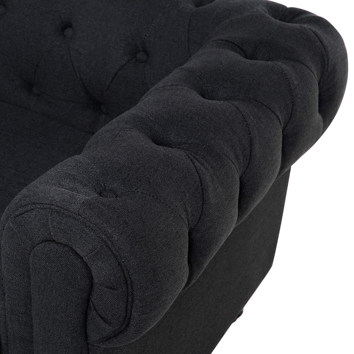 3-SITZER-SOFA Polyester Grau Chesterfield - Graphitfarben, Textil (202/70/75cm) - Beliani