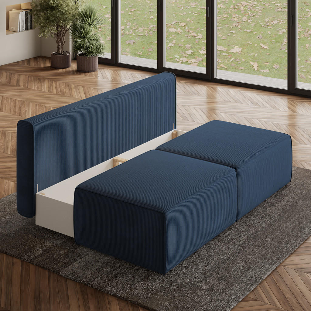Thumbnail - Masseno Ecksofa, Blau, Holz, 3-Sitzer, L-Form,L-Form, 196x158 cm, Wohnzimmer, Sofas & Couches, Wohnlandschaften, Ecksofa...