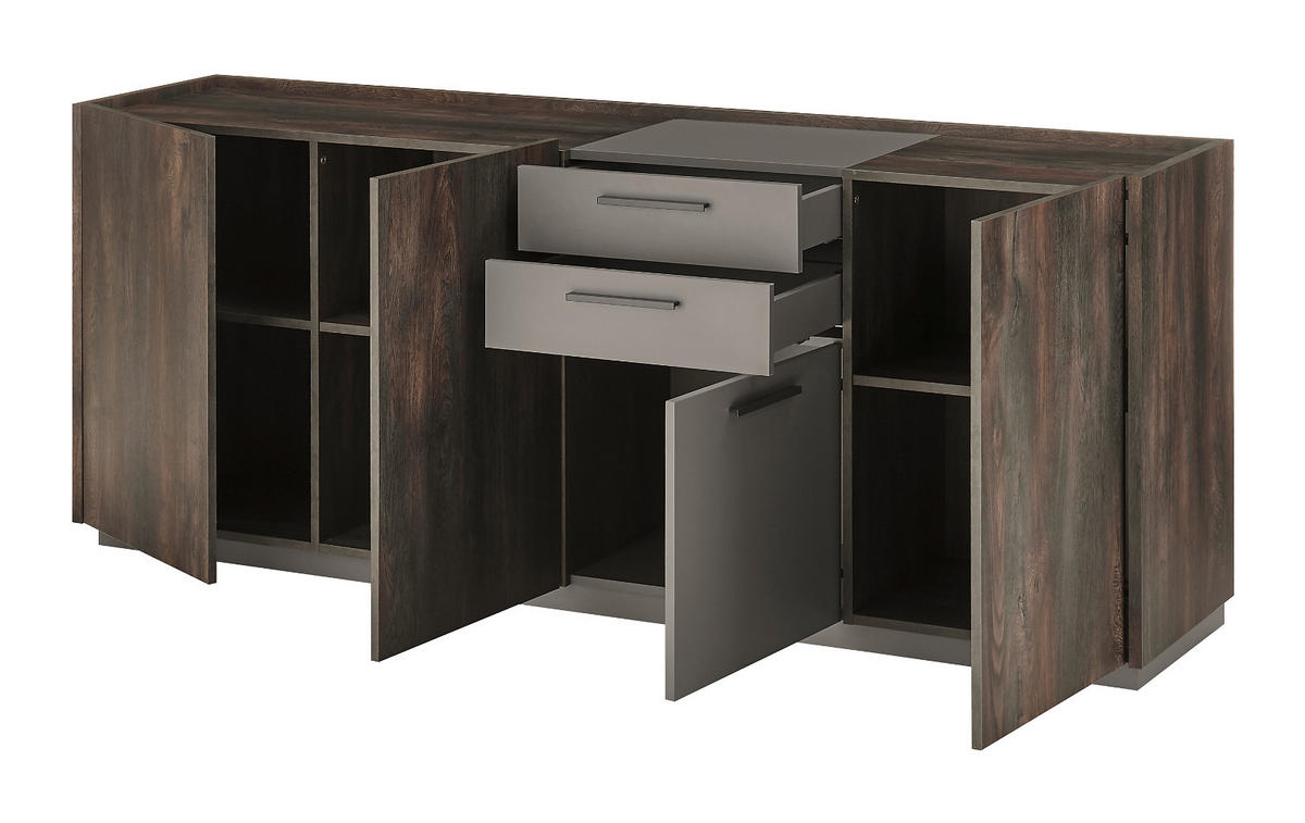 COUCHTISCH Thermo Eiche, grau, Beistelltisch mit Stauraum 75 x 75 cm - Eichefarben/Grau, Holzwerkstoff (75/75/33cm) - Furn.Design