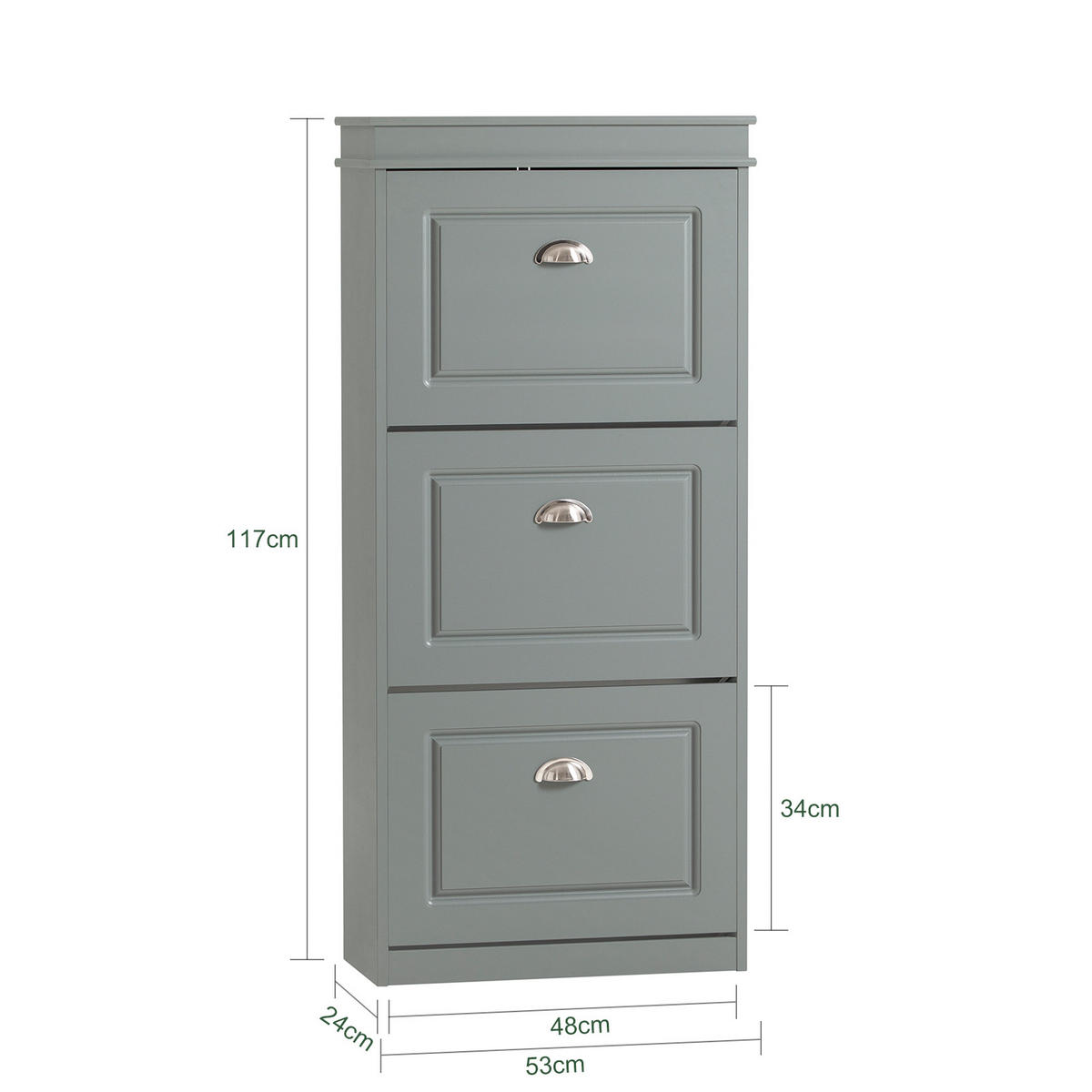 SCHUHSCHRANK Grau - Grau, Holzwerkstoff (53/117/24cm) - SoBuy