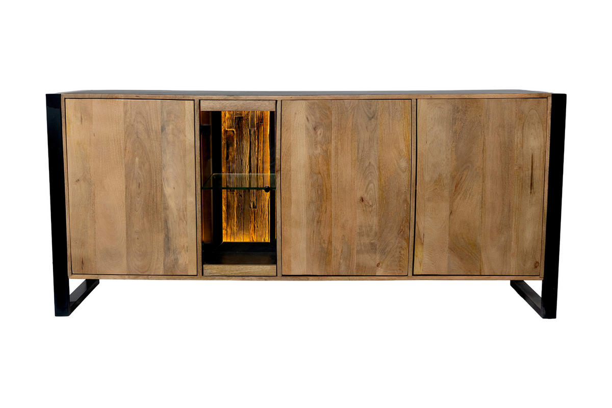 SIDEBOARD Liv Mangoholz Schwarz Matt 81x47x180cm - Schwarz, Holz (180/81/47cm) - DELUKE