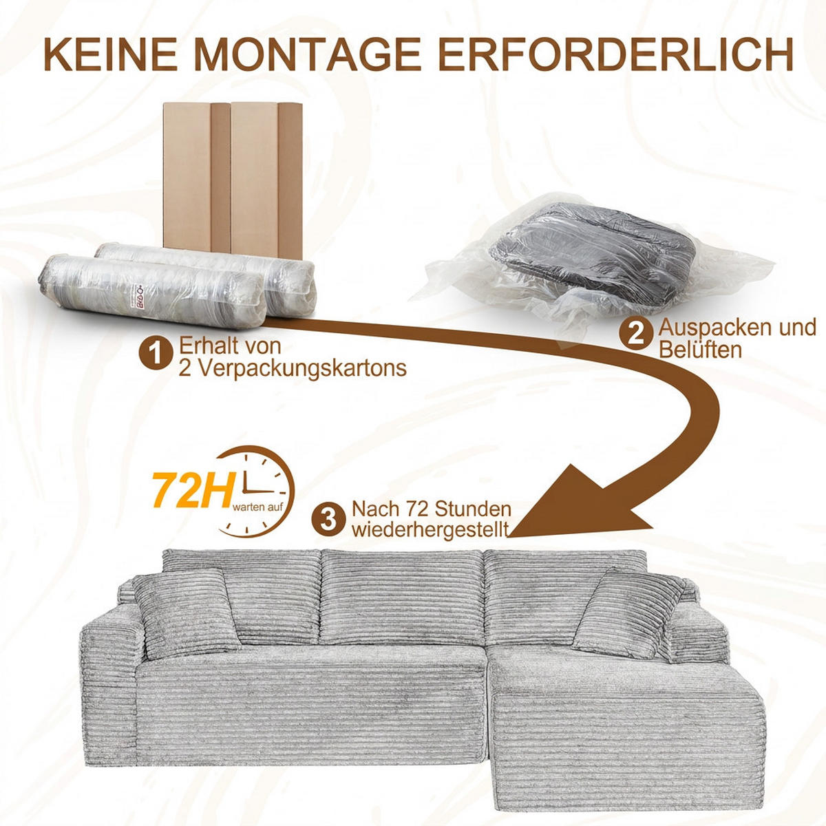 ECKSOFA 252.5/163/65 cm Dunkelgrau mit Chaiselongue, Rechte Seite - Dunkelgrau, Textil (252.5/163cm) - Oxeza